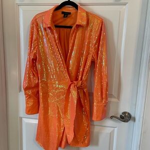 🧡 House of Harlow 1960 Orange Sequin Tunic Dress (M)
